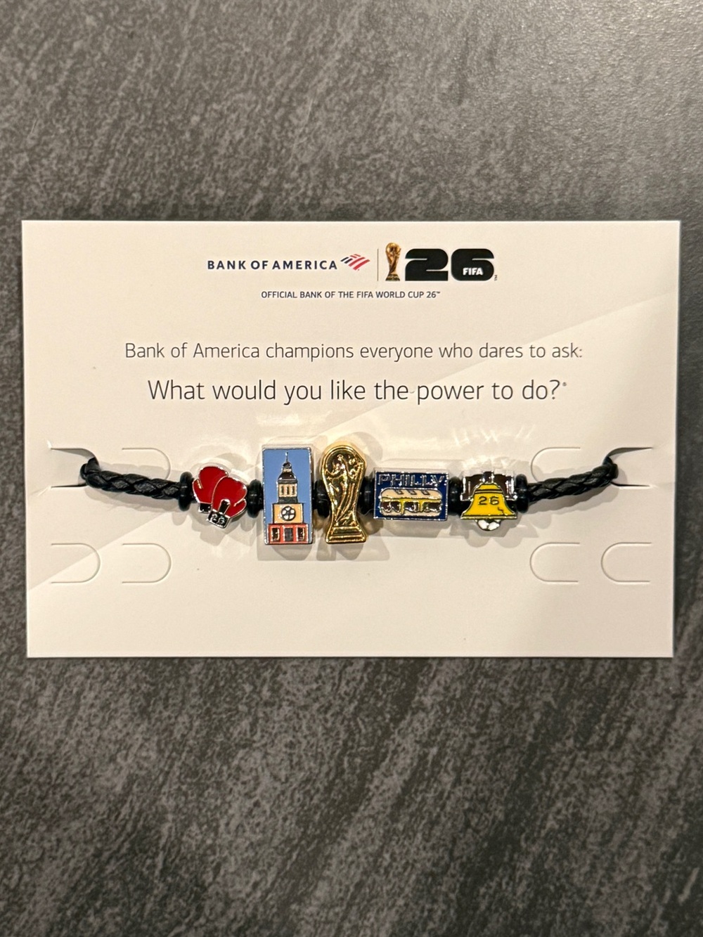 Philly Bank of America FIFA World Cup 26 Charm Bracelet with Braided Cord